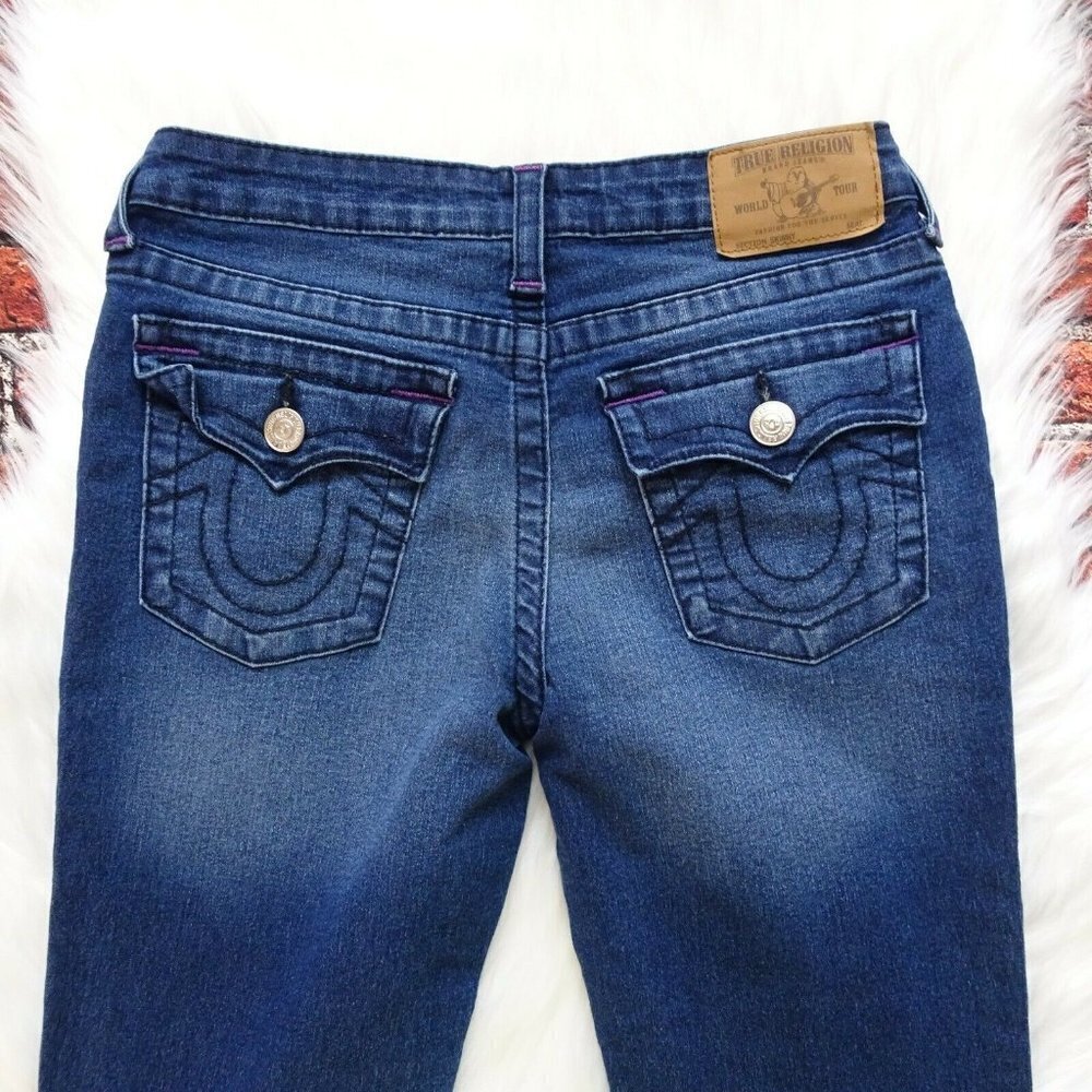💰3/$25 True Religion Girl's Jeans Denim Stretch *Hemmed* 16